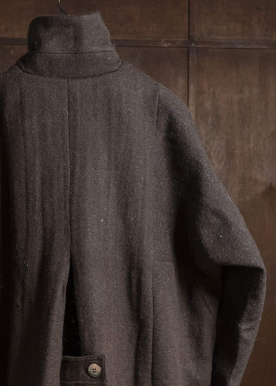 Gathering Textiles Farmer Coat Handwoven, Handfelted Yak And Sheep, Wool, Brown FAC01-WL-BR