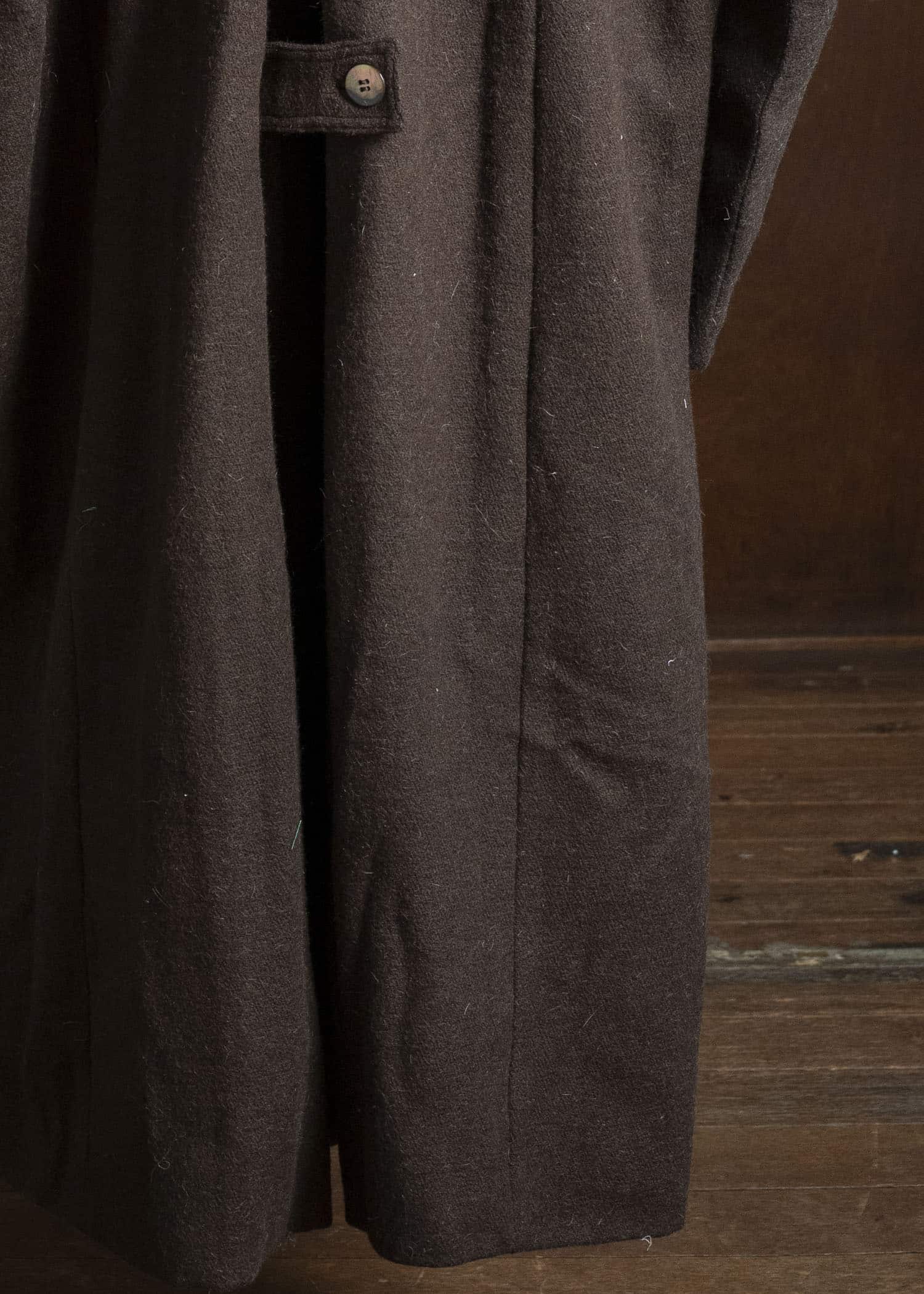 Gathering Textiles Farmer Coat Handwoven , Handfelted Yak And Sheep , Wool , Brown FAC01-WL-BR