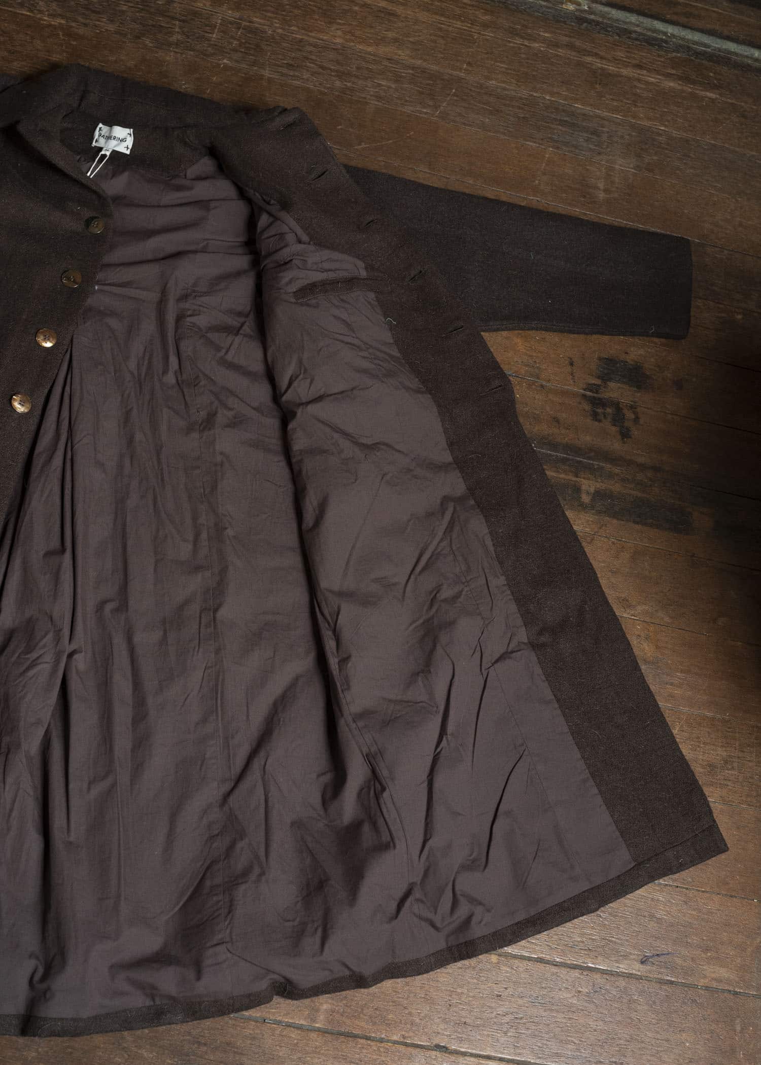 Gathering Textiles Farmer Coat Handwoven , Handfelted Yak And Sheep , Wool , Brown FAC01-WL-BR