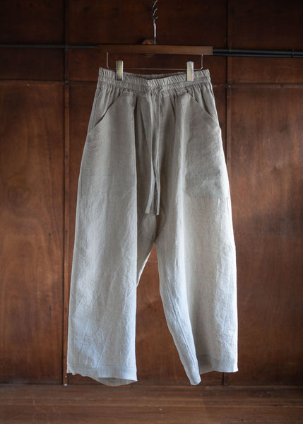 JAN-JAN VAN ESSCHE TROUSERS#80"" LOOSE FIT LOW CROTCH TROUSERS WITH ELASTIC WAISTBAND HEMP CLOTH NATURAL