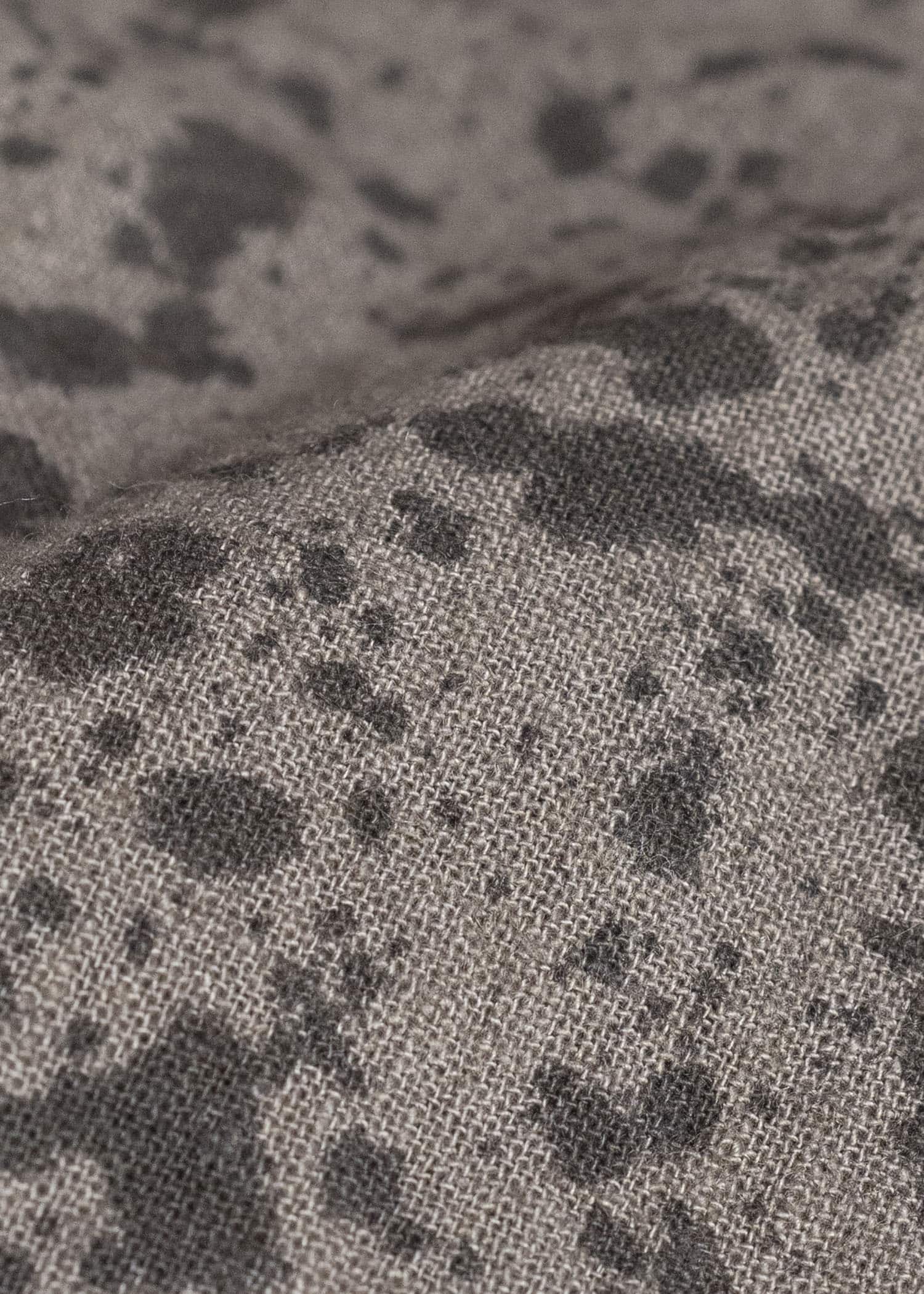 Gathering Textiles Fisherman Shirt (Curved) Linen Cotton Blend , Naturally Rain Dyed Black And Clay FIS02-LC-SB