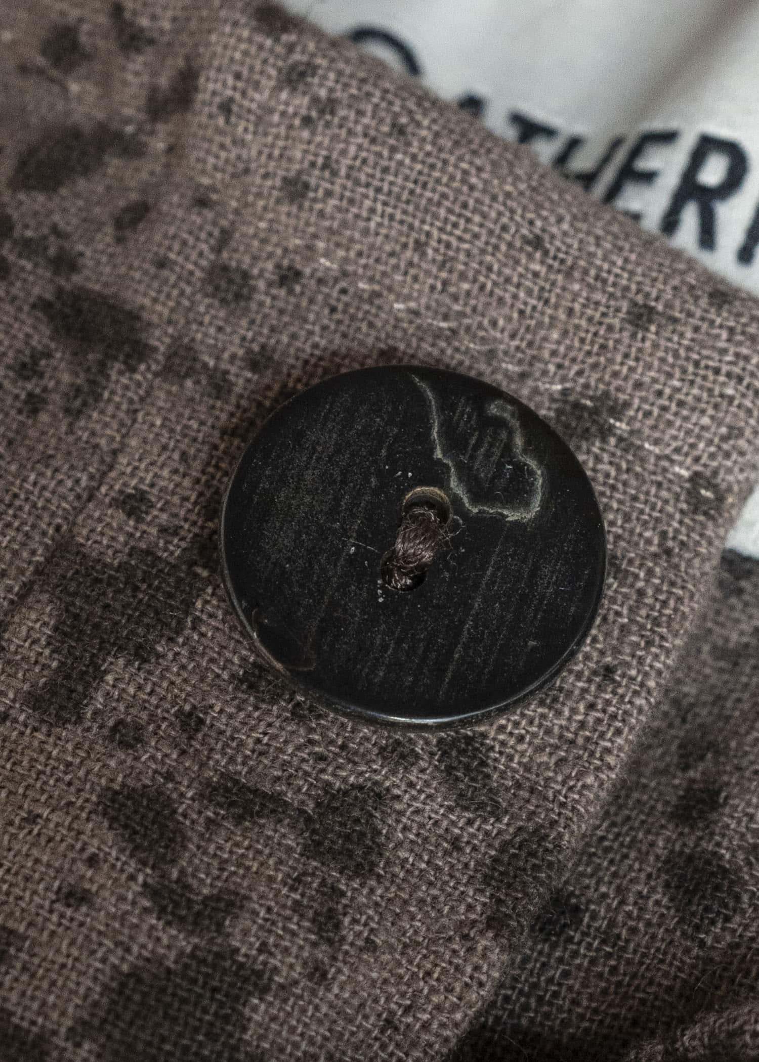 Gathering Textiles Fisherman Shirt (Curved) Linen Cotton Blend , Naturally Rain Dyed Black And Clay FIS02-LC-SB