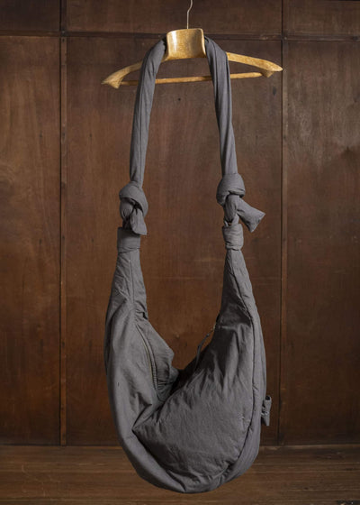 Gathering Textiles Roly Poly Bag Handwoven Organic, Naturally Dyed Cotton, Navy Gray RPB01-HC-NG