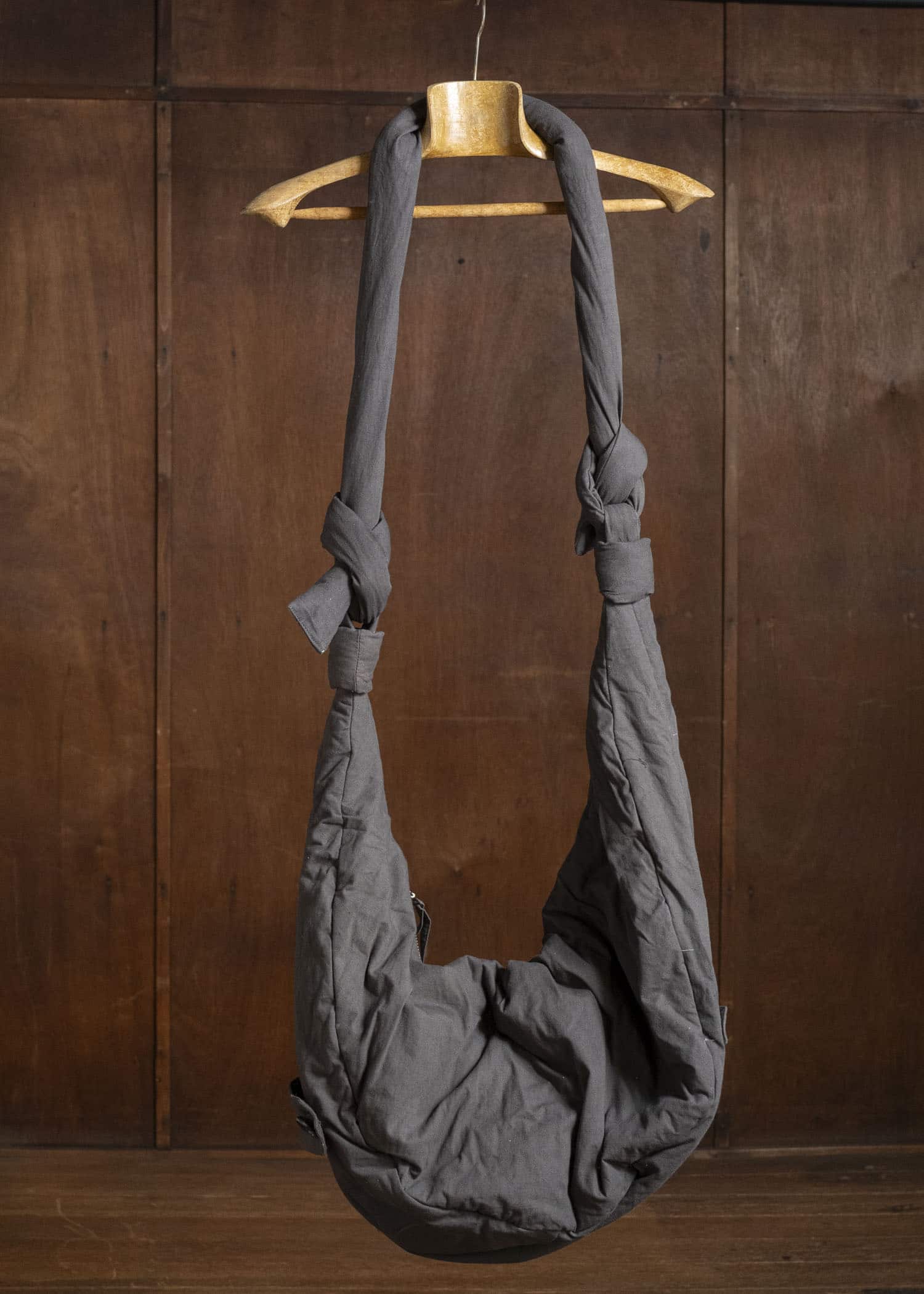 Gathering Textiles Roly Poly Bag Handwoven Organic , Naturally Dyed Cotton , Navy Grey RPB01-HC-NG