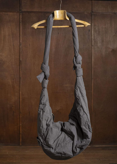 Gathering Textiles Roly Poly Bag Handwoven Organic, Naturally Dyed Cotton, Navy Gray RPB01-HC-NG