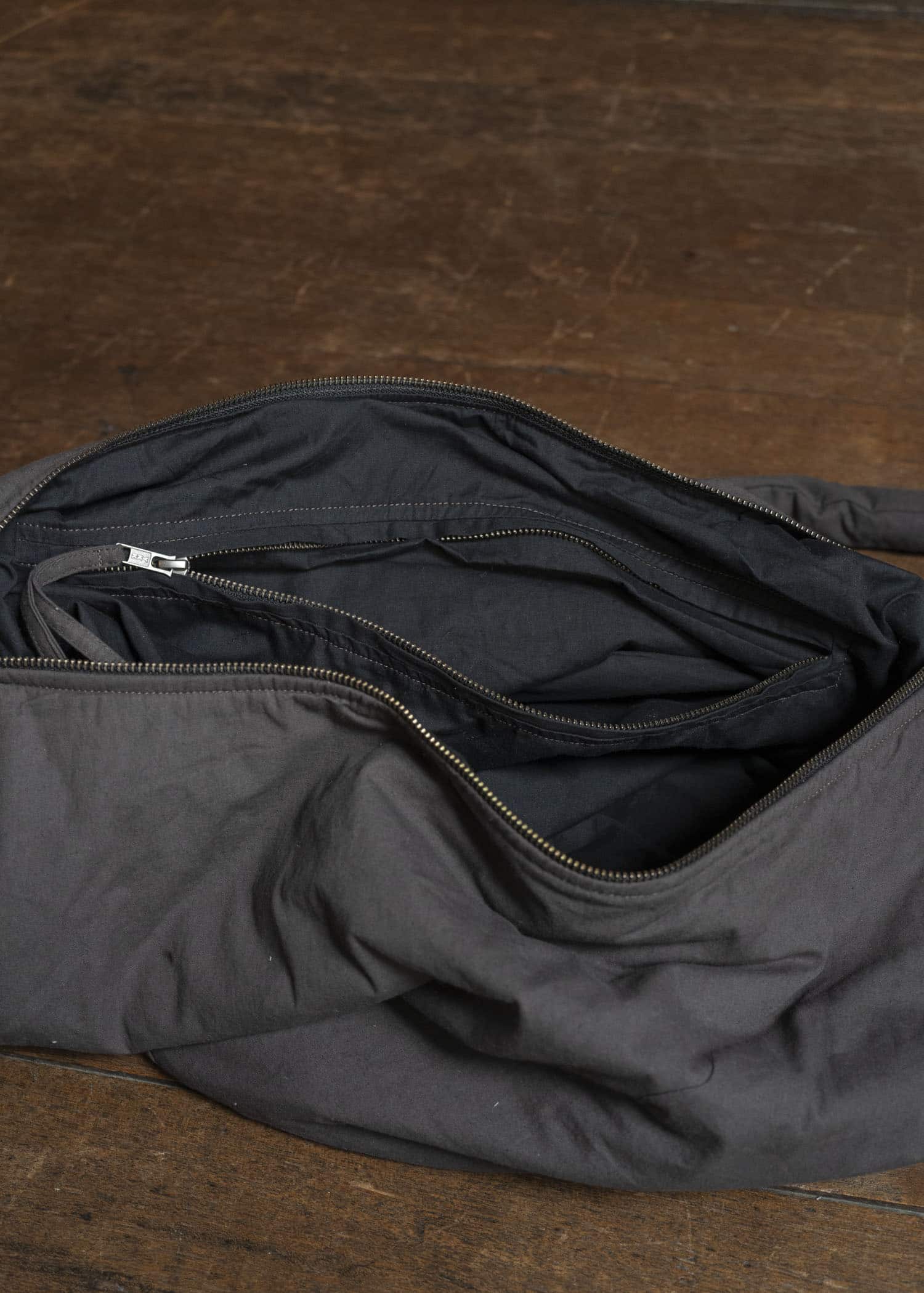 Gathering Textiles Roly Poly Bag Handwoven Organic , Naturally Dyed Cotton , Navy Grey RPB01-HC-NG