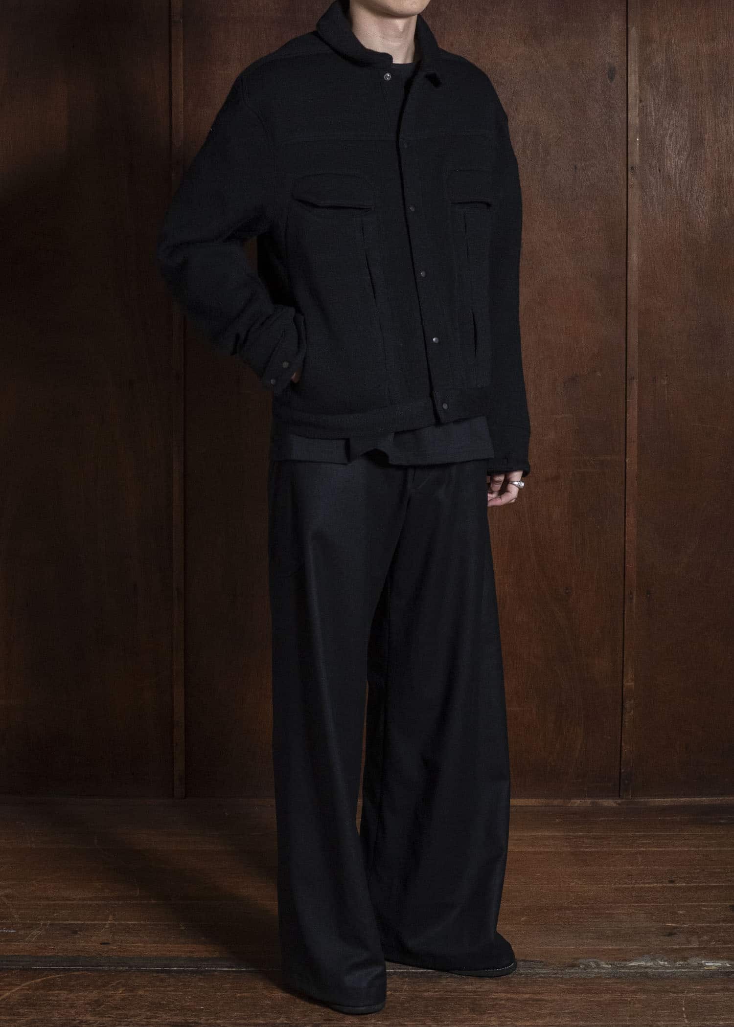 OPPOSE DUALITY OD1002JKT-26AW 6 Pocket Panel Knit JKT Black