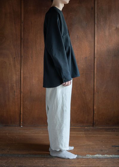 JAN-JAN VAN ESSCHE JAN-JAN VAN ESSCHE JAN-JAN VAN ESSCHE JAN-JAN VAN ESSCHE SHIRT#99 LOOSE FIT SHIRT WITH DEEP V-NECK WASHI SHIRTING BLACK