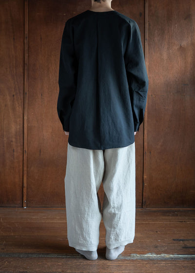 JAN-JAN VAN ESSCHE JAN-JAN VAN ESSCHE JAN-JAN VAN ESSCHE JAN-JAN VAN ESSCHE SHIRT#99 LOOSE FIT SHIRT WITH DEEP V-NECK WASHI SHIRTING BLACK