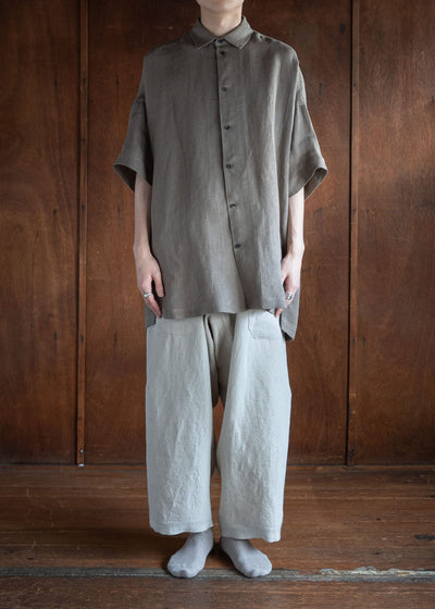 JAN-JAN VAN ESSCHE SHIRT#98 SHORT SLEEVE SHIRT LINEN MESH KHAKI