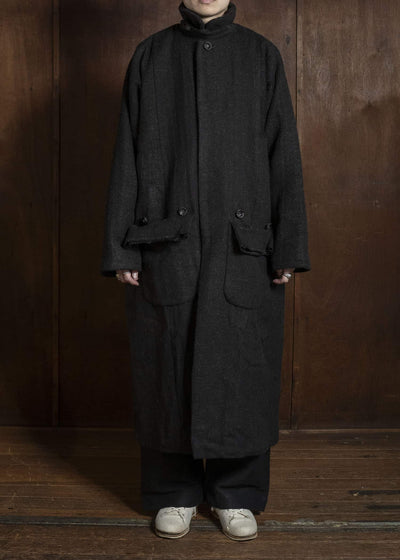 Gathering Textiles Farmer Coat Handwoven, Handfelted Yak And Sheep, Wool, Black Brown FAC01-WL-BB