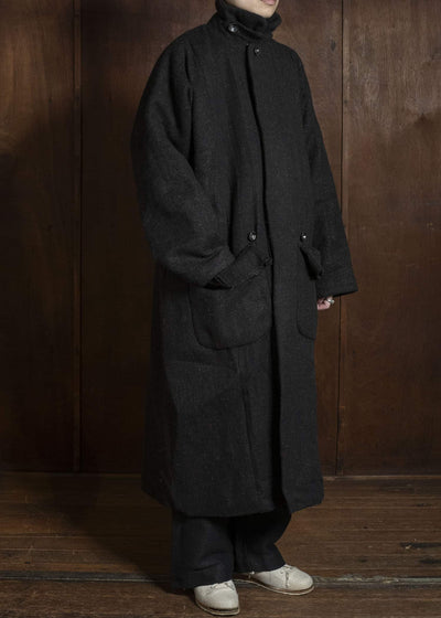 Gathering Textiles Farmer Coat Handwoven, Handfelted Yak And Sheep, Wool, Black Brown FAC01-WL-BB