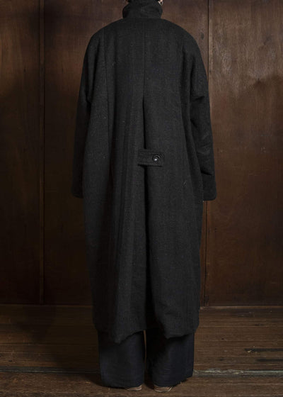 Gathering Textiles Farmer Coat Handwoven, Handfelted Yak And Sheep, Wool, Black Brown FAC01-WL-BB