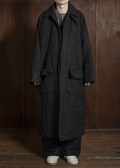 Gathering Textiles Farmer Coat Handwoven, Handfelted Yak And Sheep, Wool, Black Brown FAC01-WL-BB