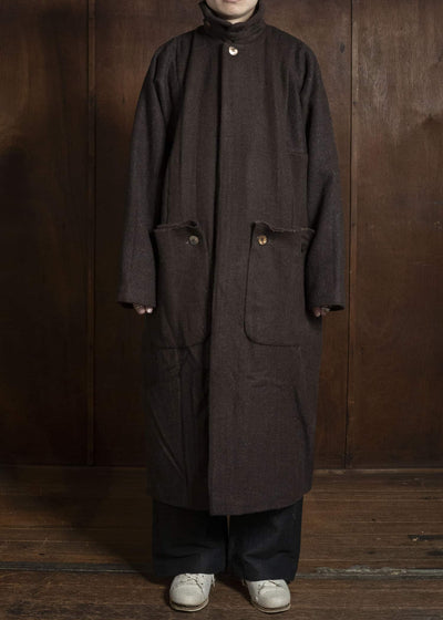 Gathering Textiles Farmer Coat Handwoven, Handfelted Yak And Sheep, Wool, Brown FAC01-WL-BR