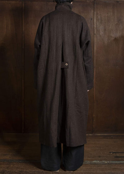 Gathering Textiles Farmer Coat Handwoven, Handfelted Yak And Sheep, Wool, Brown FAC01-WL-BR