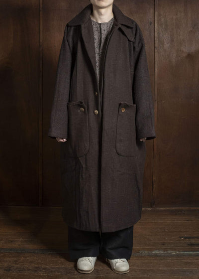 Gathering Textiles Farmer Coat Handwoven, Handfelted Yak And Sheep, Wool, Brown FAC01-WL-BR