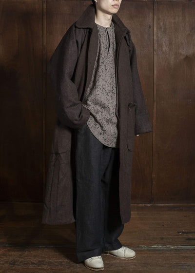 Gathering Textiles Farmer Coat Handwoven, Handfelted Yak And Sheep, Wool, Brown FAC01-WL-BR