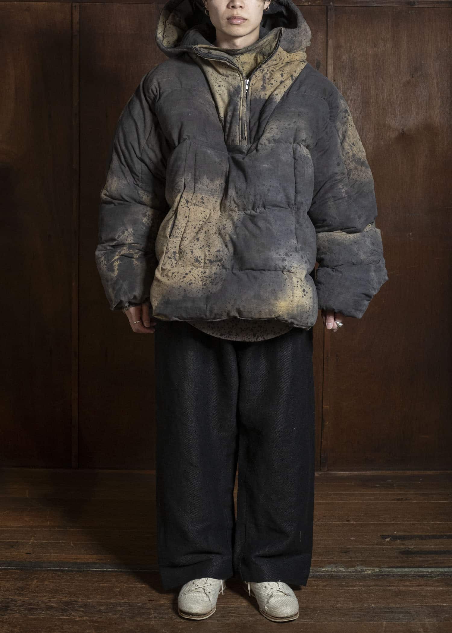 Gathering Textiles Fisherman Puffer Linen Ramie Plant Dyed Military Green FSP01-LR-KG