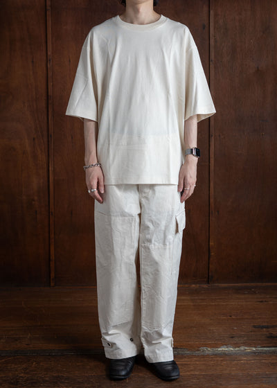 amachi. Double Knee Cargo Pants -Heavy Weight Off White AY00-6-5-Off White