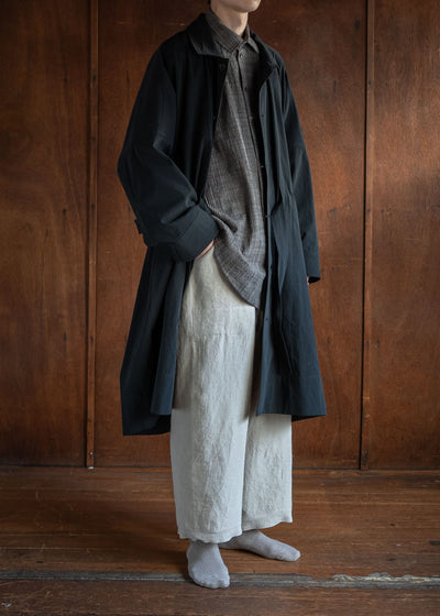 JAN-JAN VAN ESSCHE COAT#29LONG, LOOSE FIT COAT COARSE DENSE TWILL BLACK