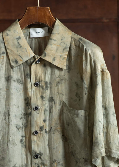 Peng Tai PTS25M04-2 Chinese Medicine Dyed Silk Shirt WORMWOOD