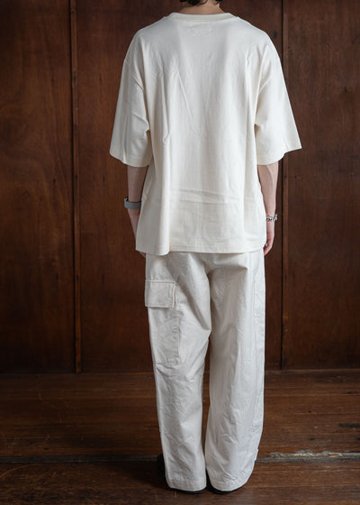 amachi. Double Knee Cargo Pants -Heavy Weight Off White AY00-6-5-Off White