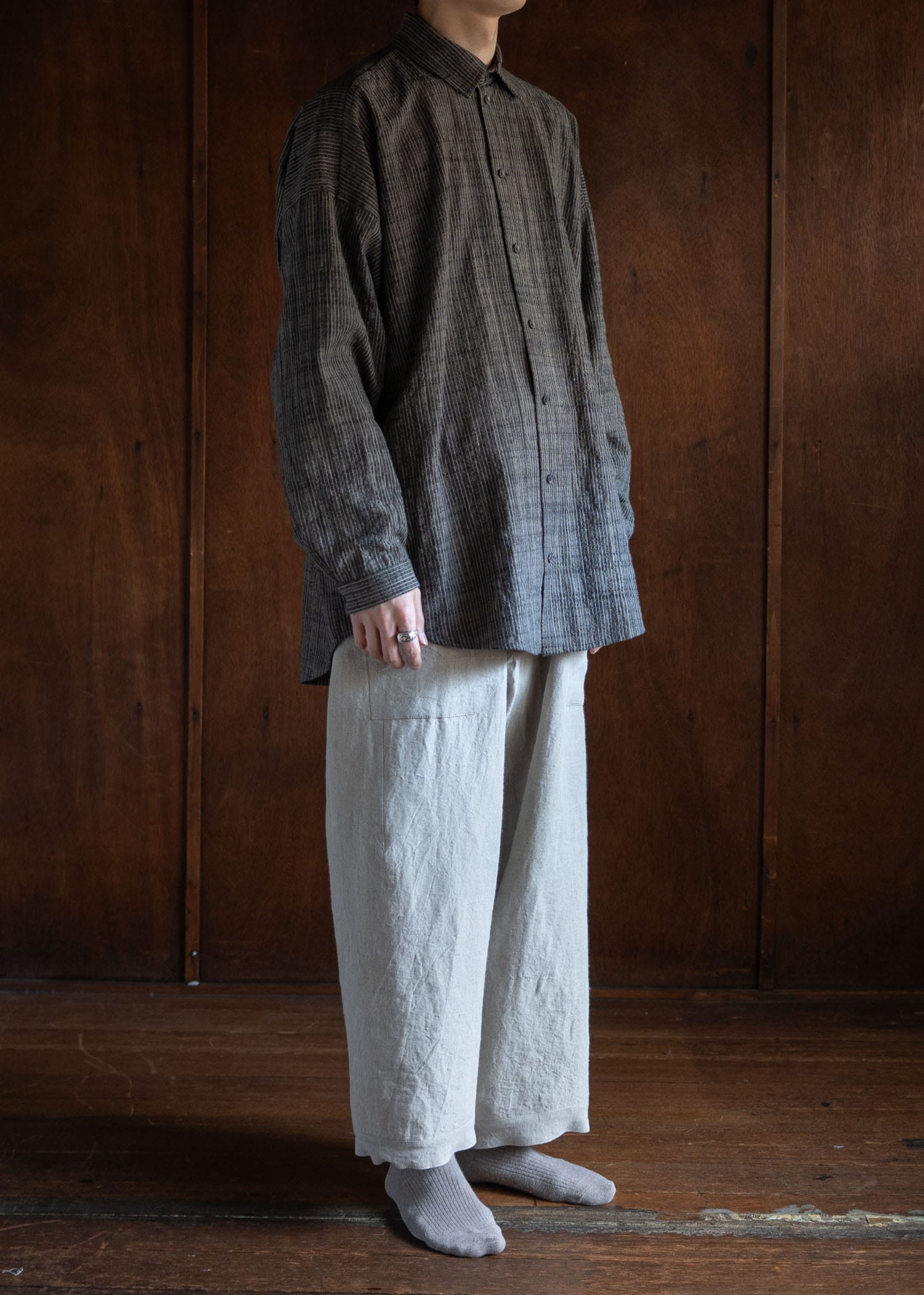 JAN-JAN VAN ESSCHE SHIRT#100 LOOSE DRESS SHIRTCOTTON CLOTH VINTAGE STRIPED