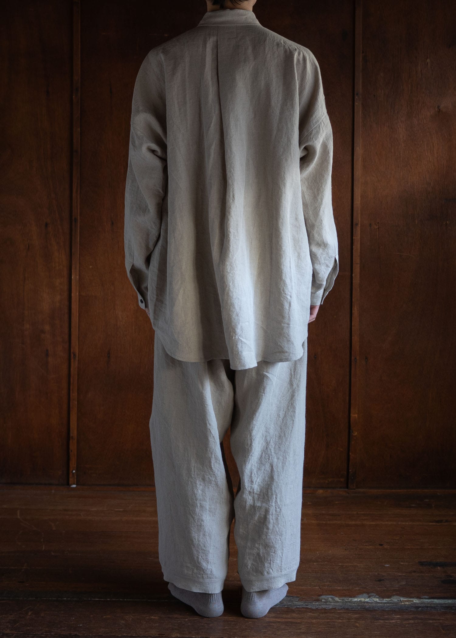 JAN-JAN VAN ESSCHE SHIRT#100LOOSE DRESS SHIRT,HEMP CLOTH NATURAL