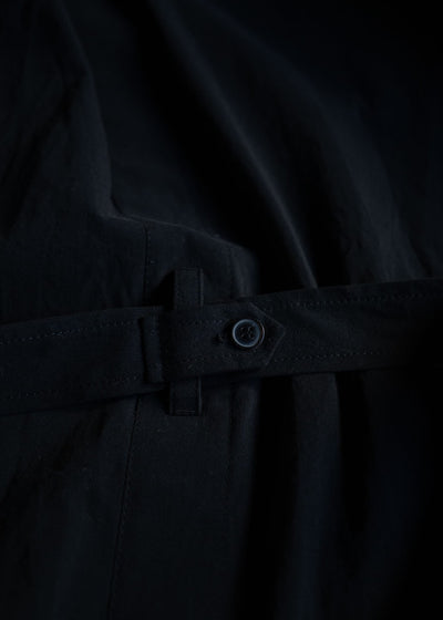 JAN-JAN VAN ESSCHE COAT#29LONG, LOOSE FIT COAT COARSE DENSE TWILL BLACK