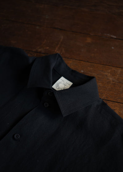 JAN-JAN VAN ESSCHE SHIRT#98SHORT SLEEVE SHIRT WASHI SHIRTING BLACK