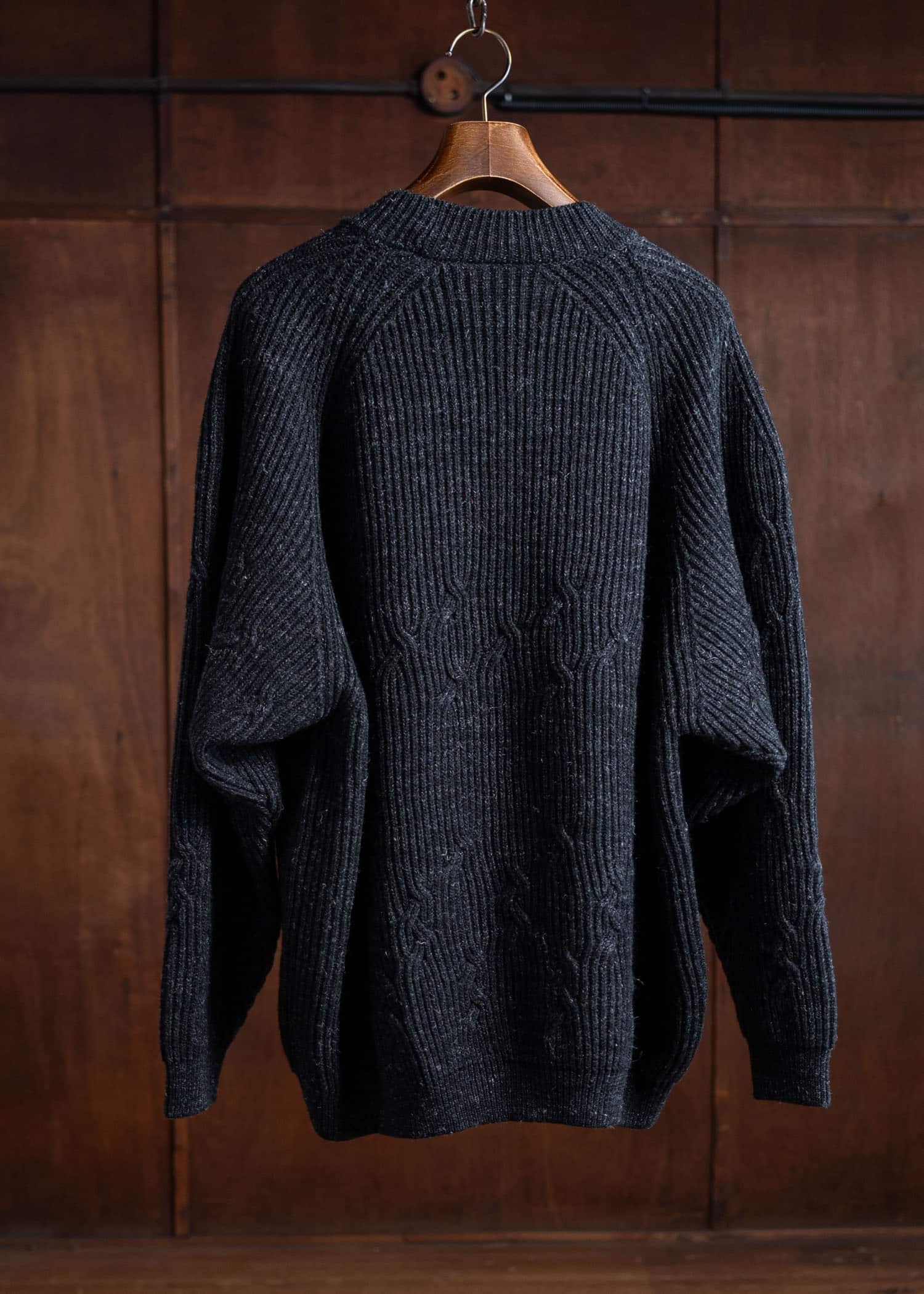 JAN-JAN VAN ESSCHE KNIT#66 Wide Fit Cable Knitted Crew Neck Sweater Knits Wool Lino Anthracite