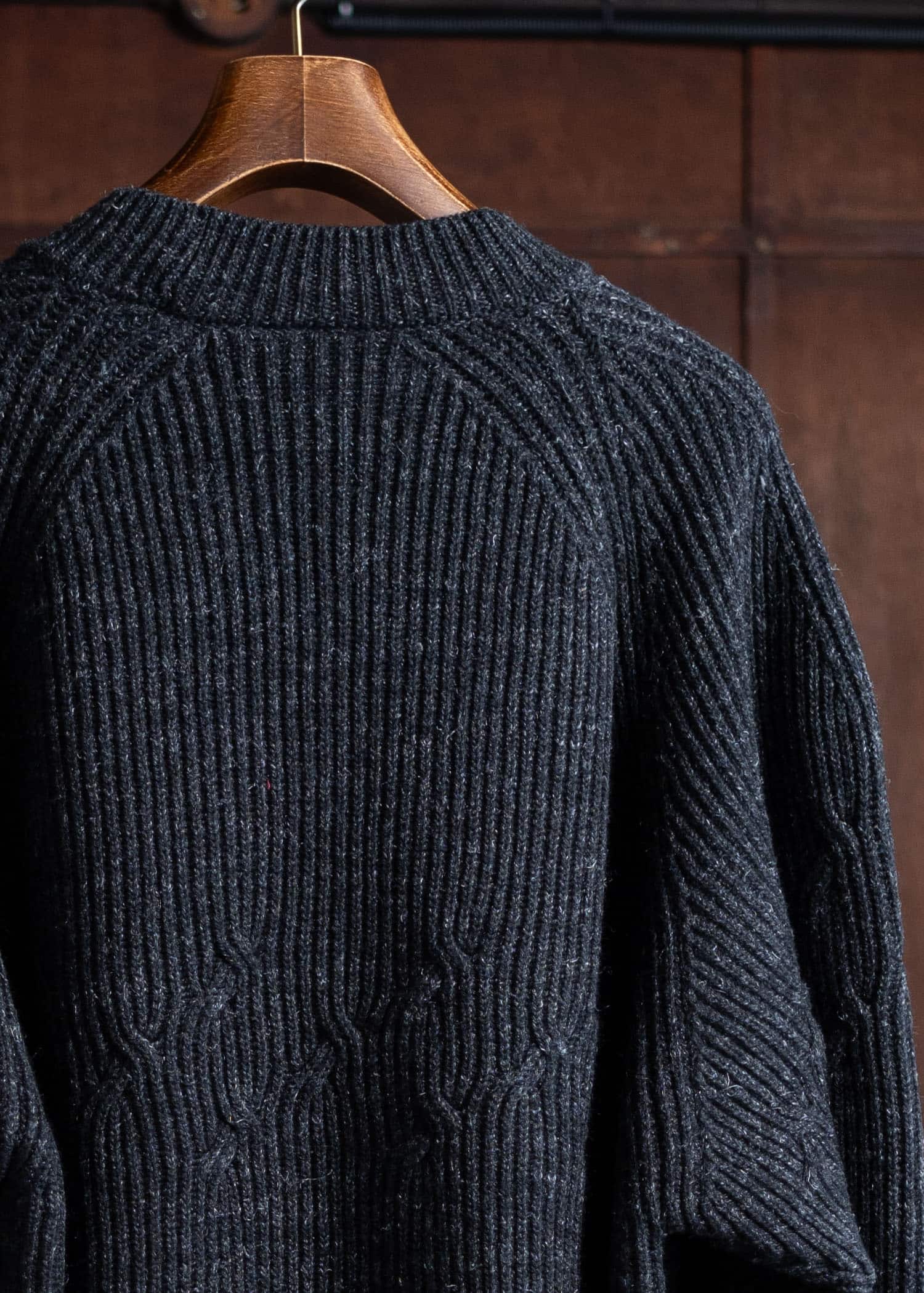 JAN-JAN VAN ESSCHE KNIT#66 Wide Fit Cable Knitted Crew Neck Sweater Knits Wool Lino Anthracite