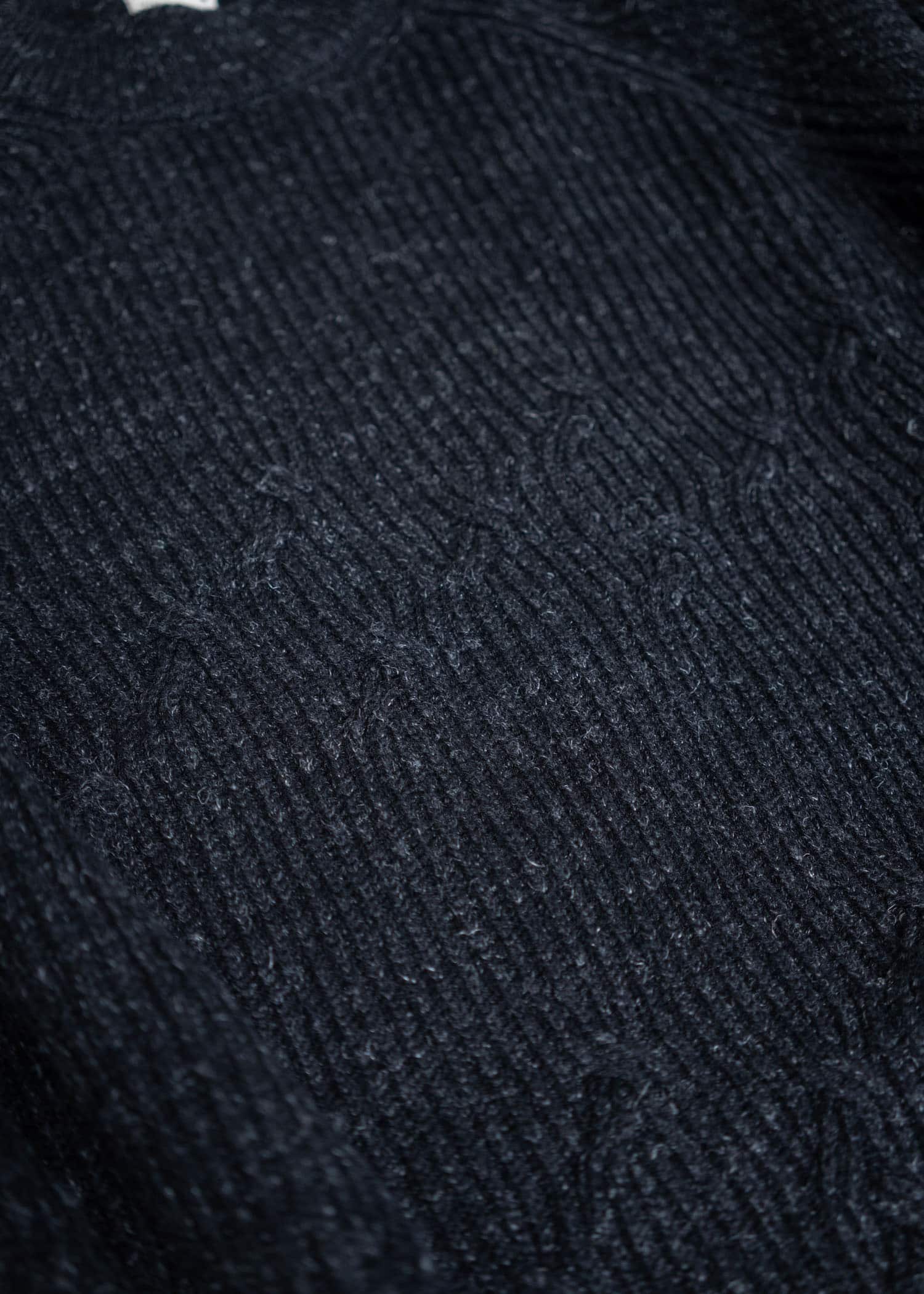 JAN-JAN VAN ESSCHE KNIT#66 Wide Fit Cable Knitted Crew Neck Sweater Knits Wool Lino Anthracite