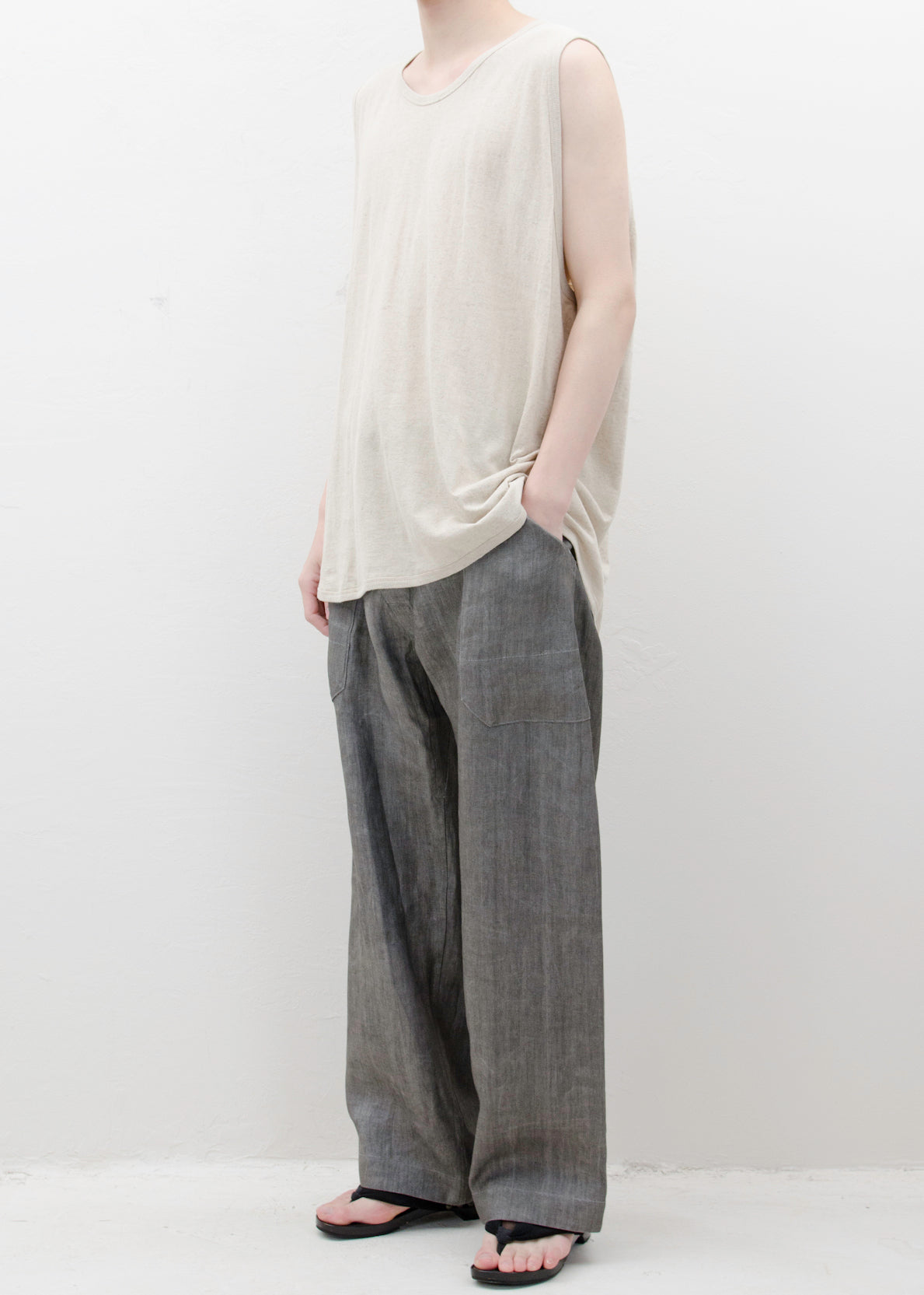 JAN-JAN VAN ESSCHE "TROUSERS#67"SUMI LINEN TWILL