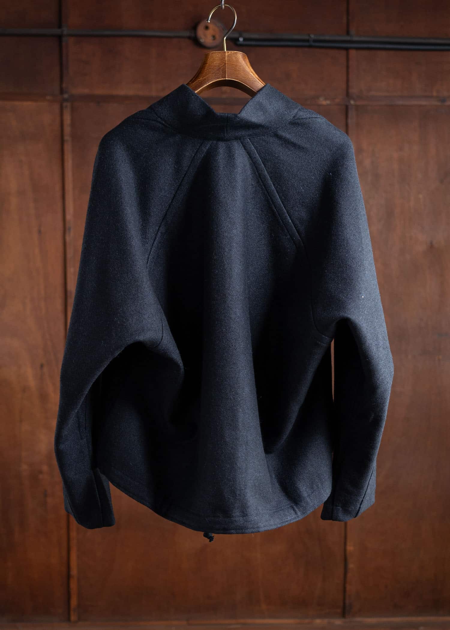 JAN-JAN VAN ESSCHE SWEAT#62 Kimono Collar Woven Sweat Yak Wool Twill Night Blue