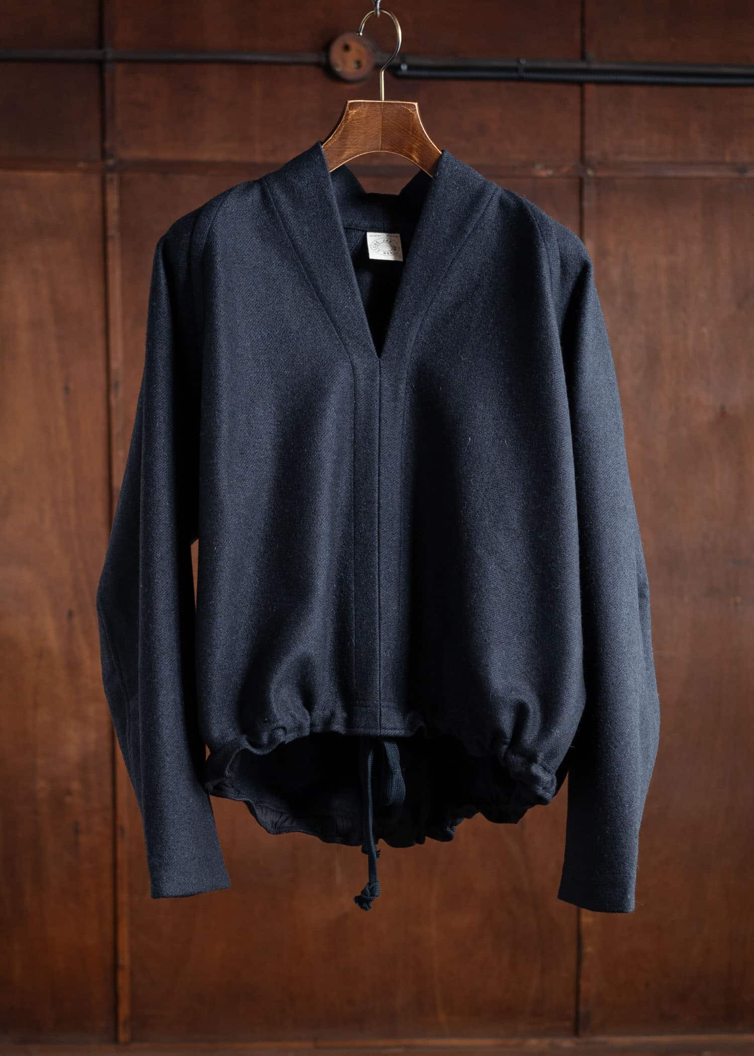 JAN-JAN VAN ESSCHE SWEAT#62 Kimono Collar Woven Sweat Yak Wool Twill Night Blue