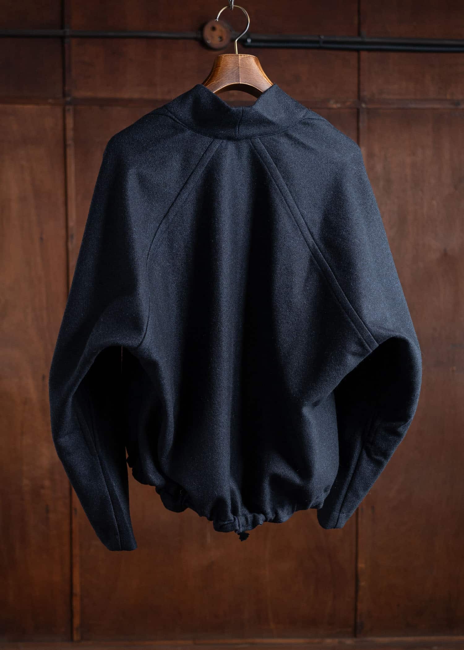 JAN-JAN VAN ESSCHE SWEAT#62 Kimono Collar Woven Sweat Yak Wool Twill Night Blue