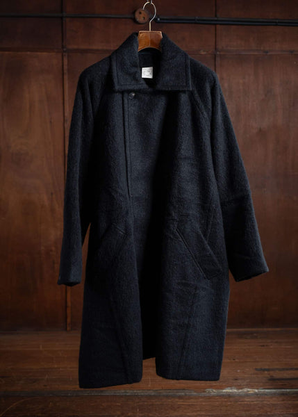 JAN-JAN VAN ESSCHE COAT#30 Oversized Double Breasted Car Coat Tumbled Herringbone Black