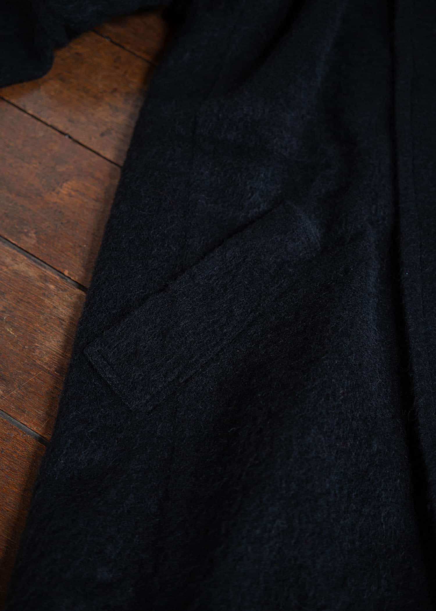 JAN-JAN VAN ESSCHE COAT#30 Oversized Double Breasted Car Coat Tumbled Herringbone Black