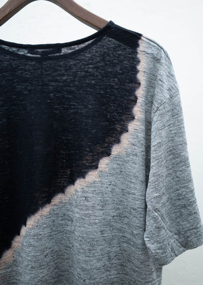 SUZUSAN Linen Jersey Short Sleeve T-Shirt Black / Grey
