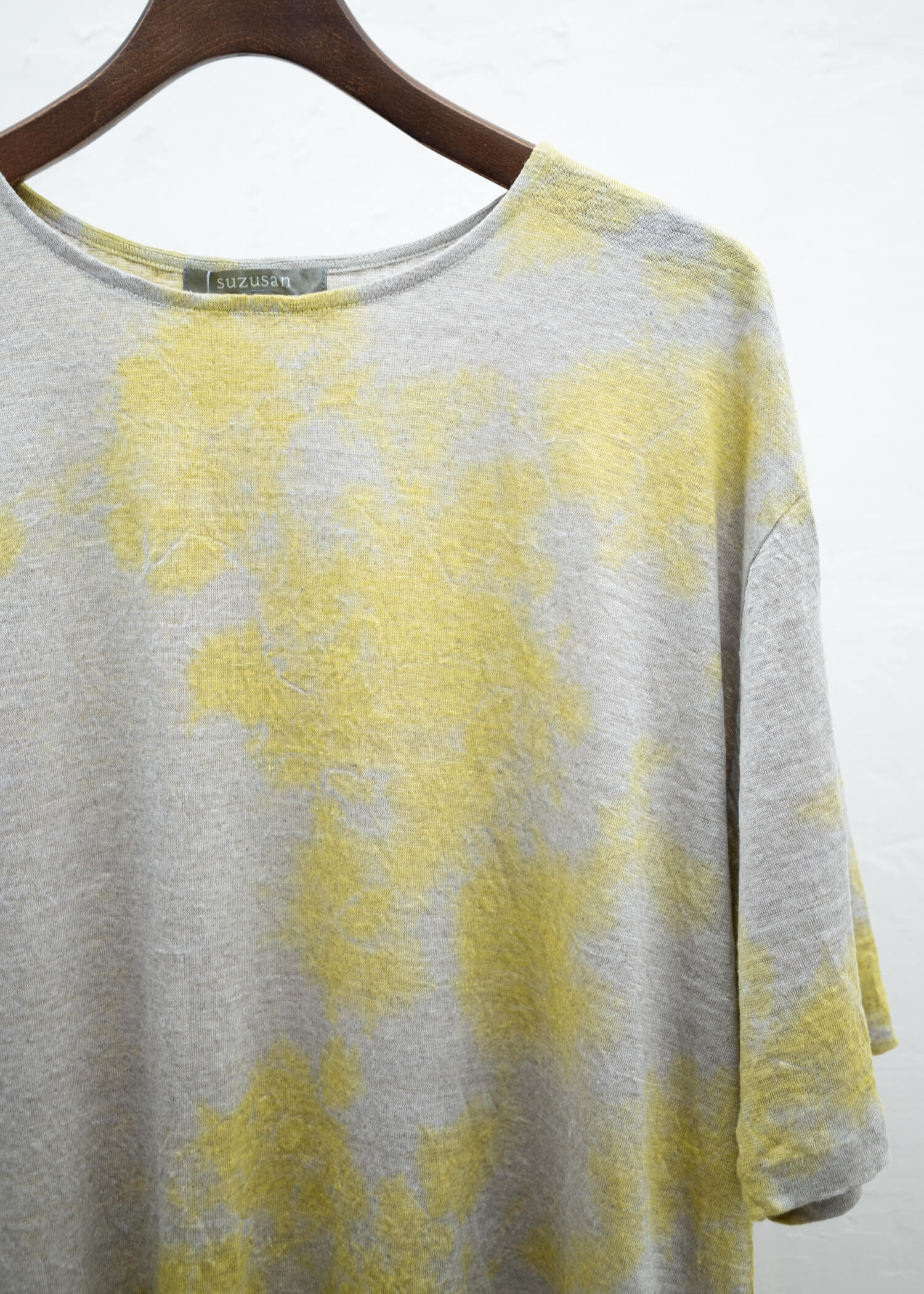 SUZUSAN Linen Jersey Short Sleeve T-Shirt Yellow / Grge