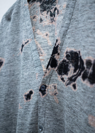 SUZUSAN Linen Jersey Front Button Cardigan Black / Grey