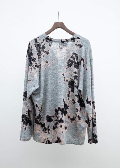 SUZUSAN Linen Jersey Front Button Cardigan Black / Grey