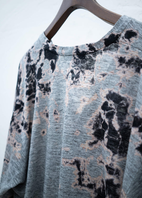 SUZUSAN Linen Jersey Front Button Cardigan Black / Grey