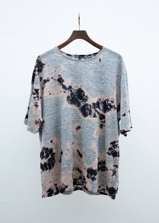 SUZUSAN Linen Jersey Short Sleeve T-Shirt Black / Grey
