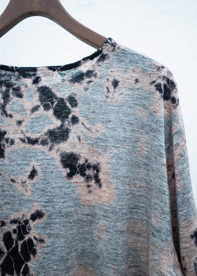 SUZUSAN Linen Jersey Short Sleeve T-Shirt Black / Gray