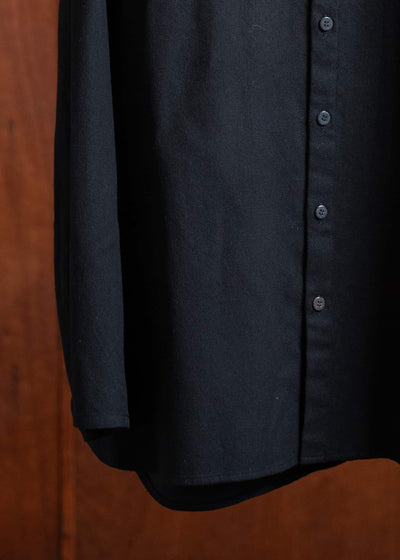 Jurgen Lehl flannel stand-up collar shirt, black J0551FBM121