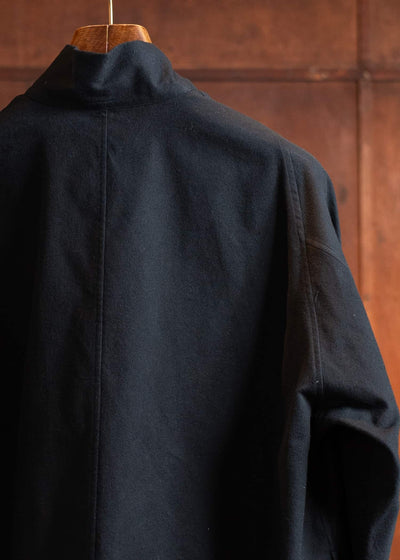 Jurgen Lehl flannel stand-up collar shirt, black J0551FBM121