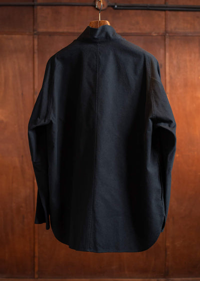 Jurgen Lehl flannel stand-up collar shirt, black J0551FBM121